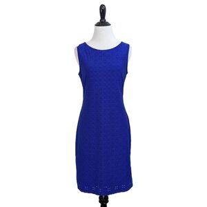 Ronni Nicole Blue Eyelet Lined Sleeveless Sheath Dress - Size XS Womens